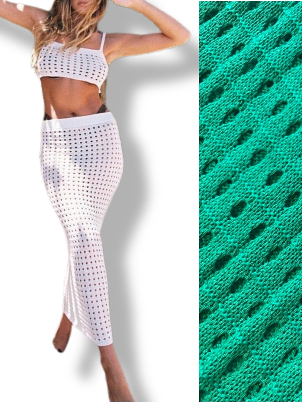 Princess Polly Krizia Maxi Skirt Green Crochet Cover Up XS/S